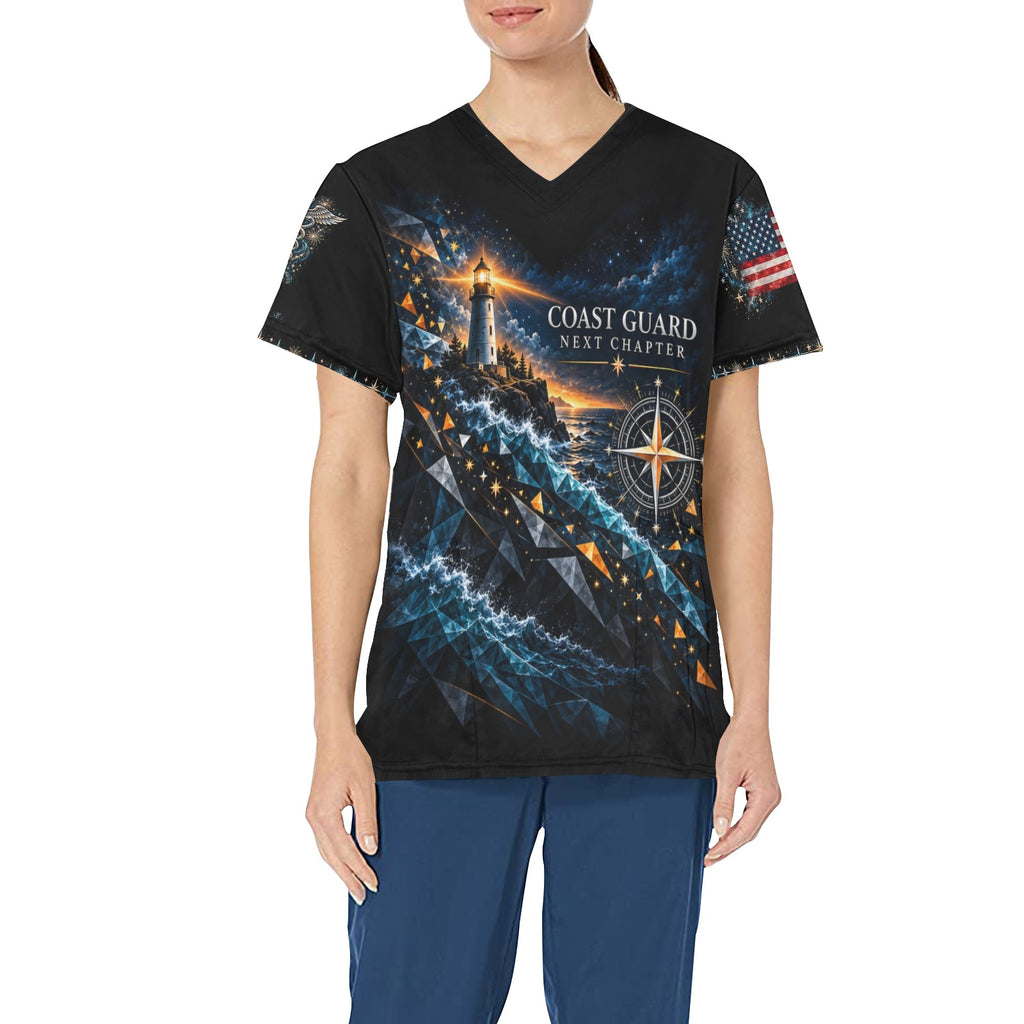 Next Chapter — Coast Guard New Year's All-Over Print Scrub Top