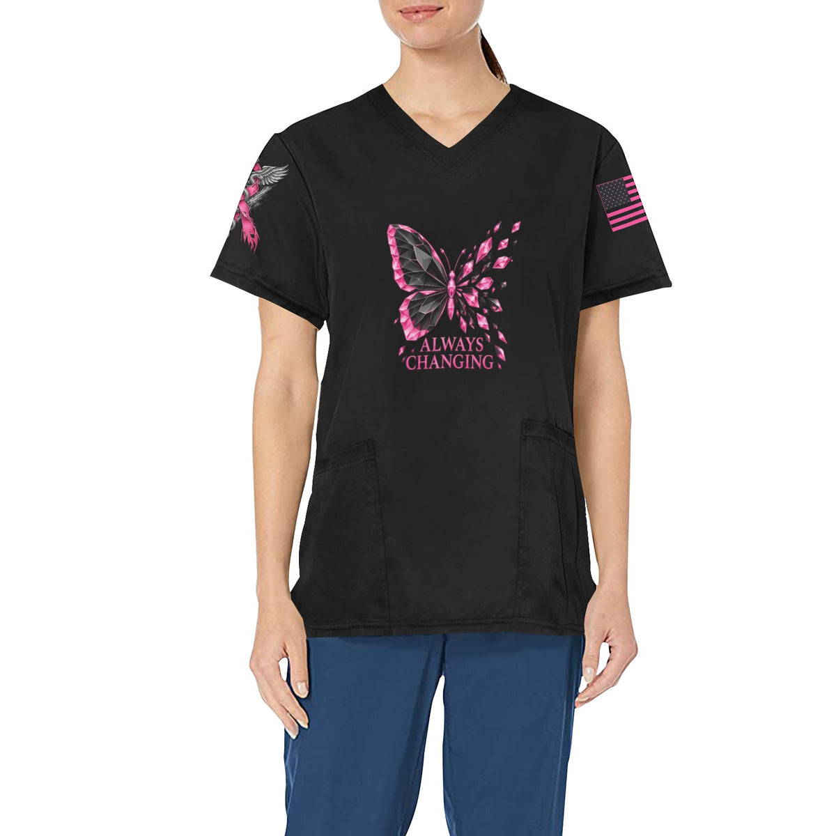 Always Changing — All-Over Print Scrub Top