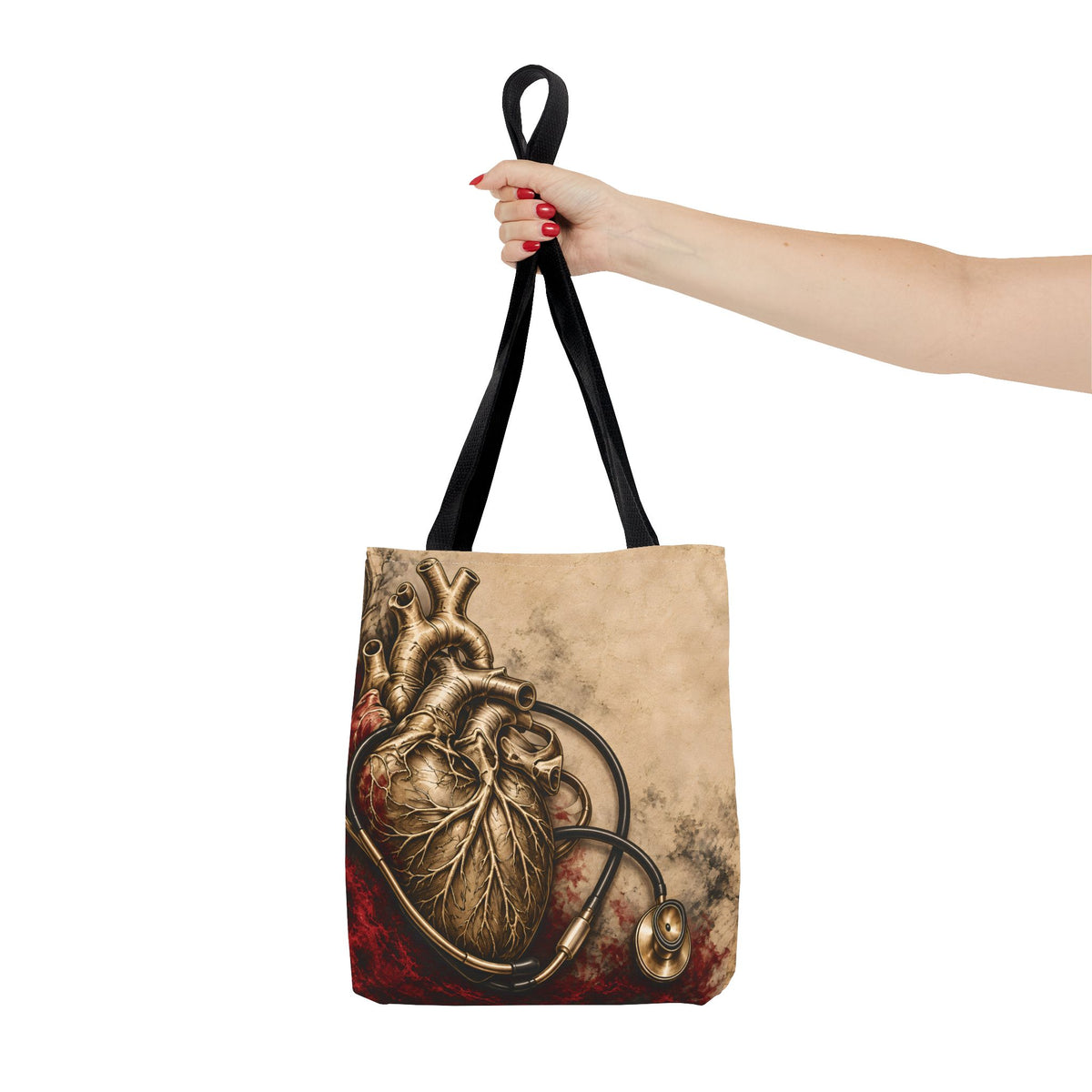Crimson Pulse Tote — Black Handles