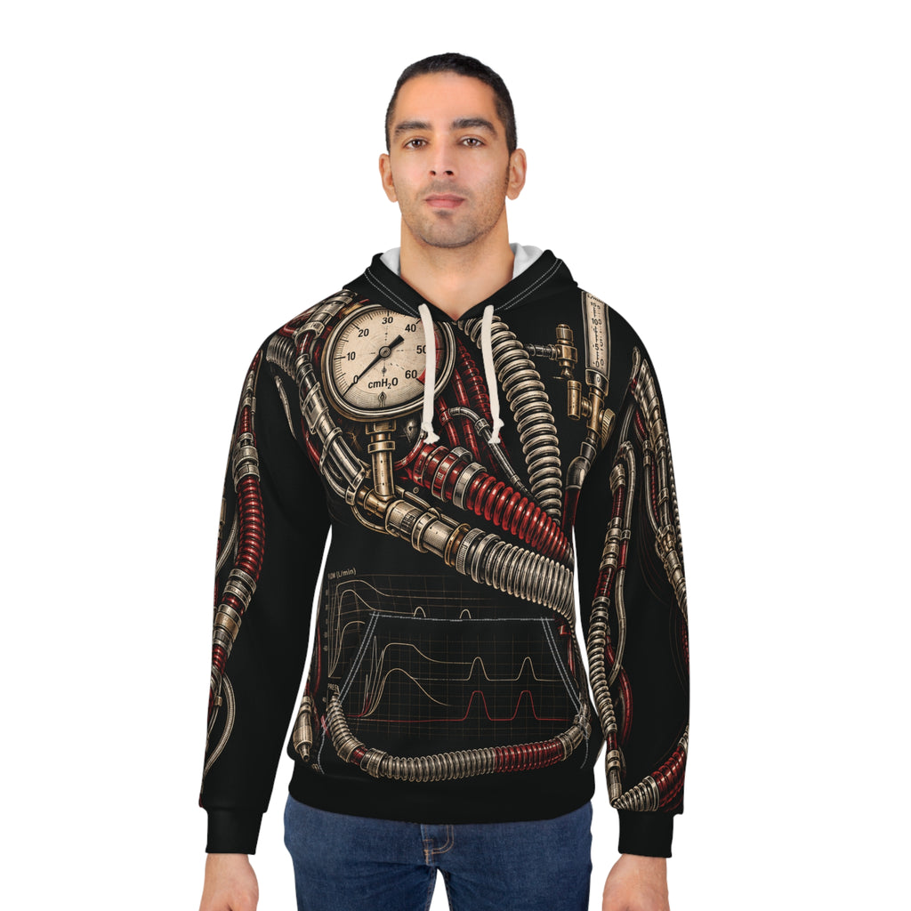Crimson Airway — All-Over Respiratory Hoodie