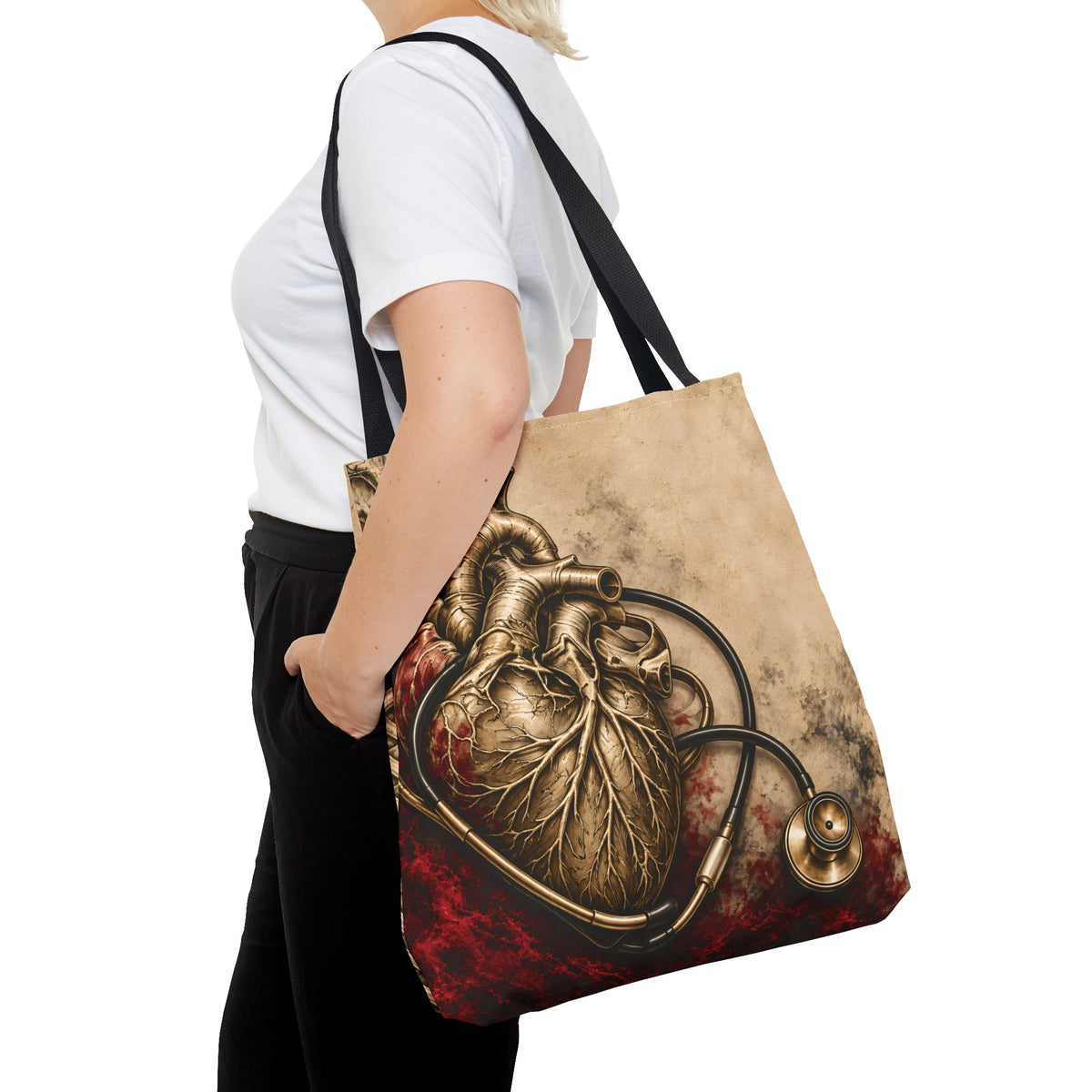 Crimson Pulse Tote — Black Handles