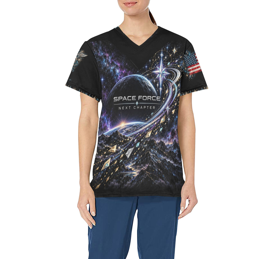 Next Chapter — Space Force New Year's All-Over Print Scrub Top