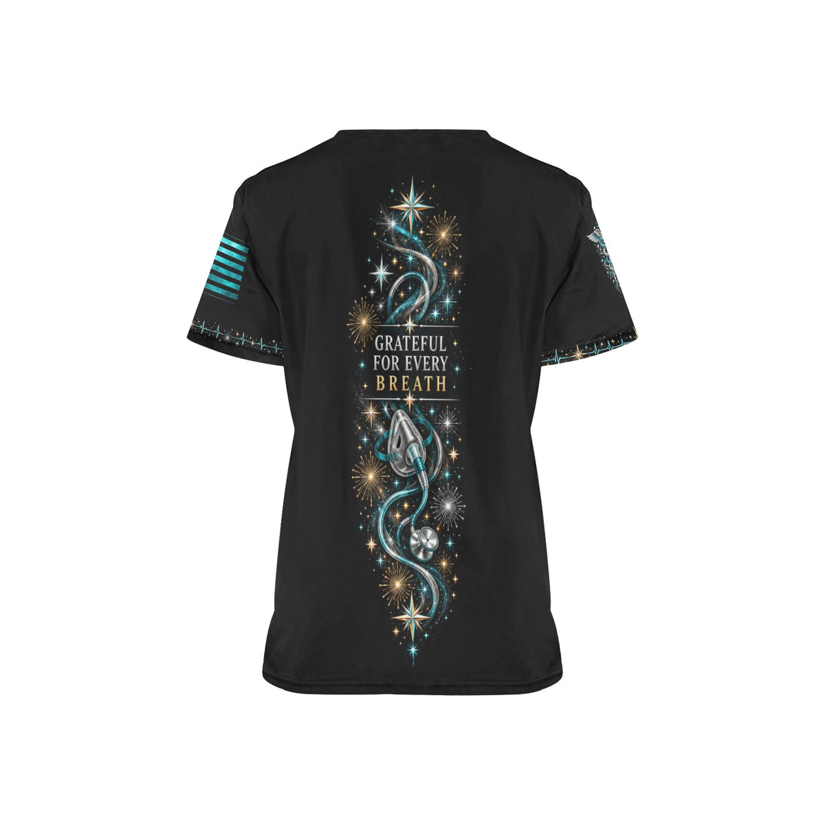 Midnight Resolve — Respiratory New Year's All-Over Print Scrub Top