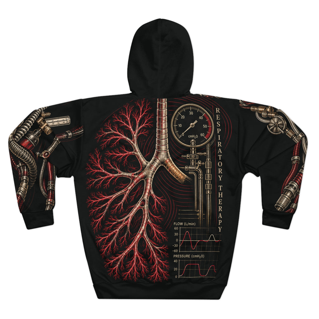 Crimson Airway — All-Over Respiratory Hoodie