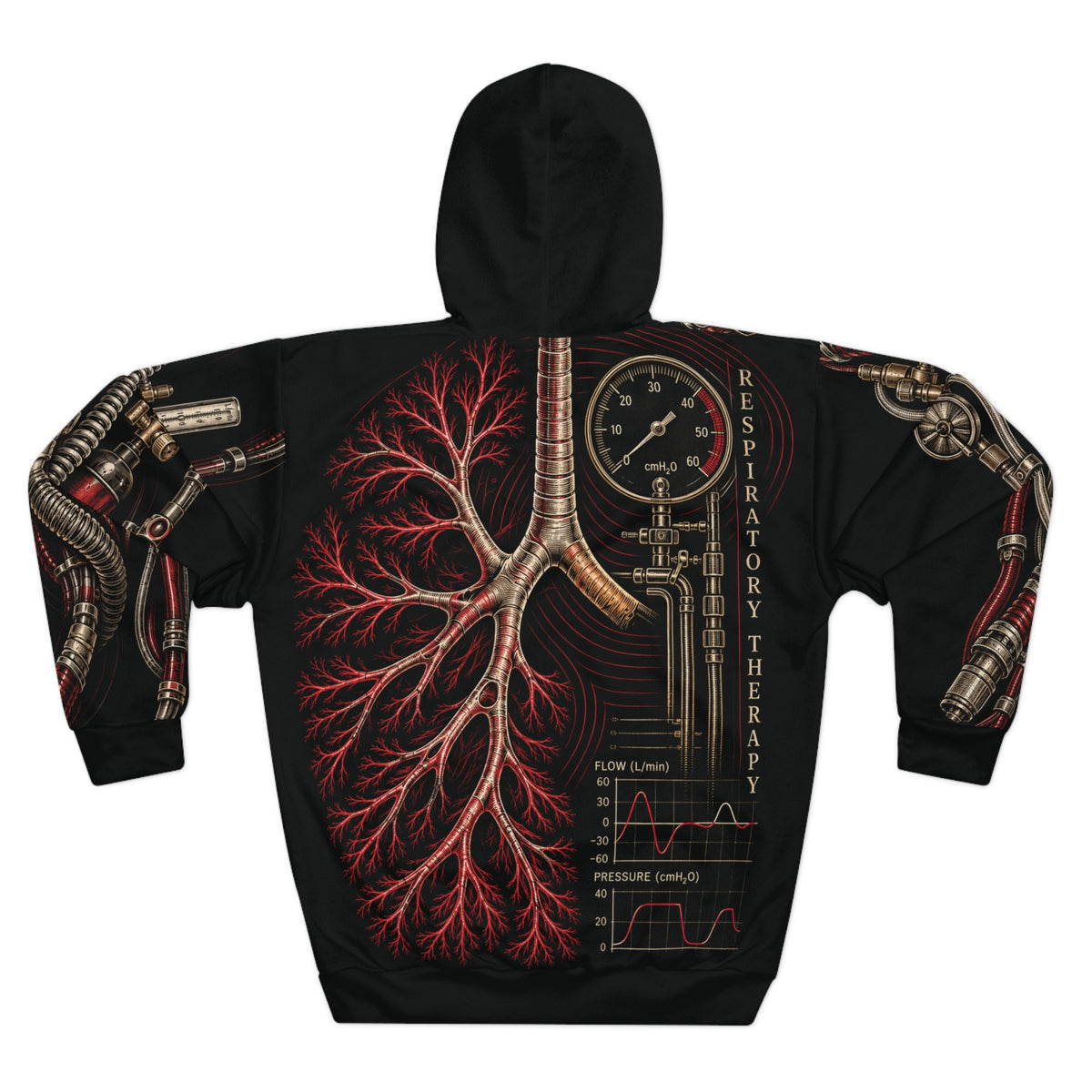 Crimson Airway — All-Over Respiratory Hoodie