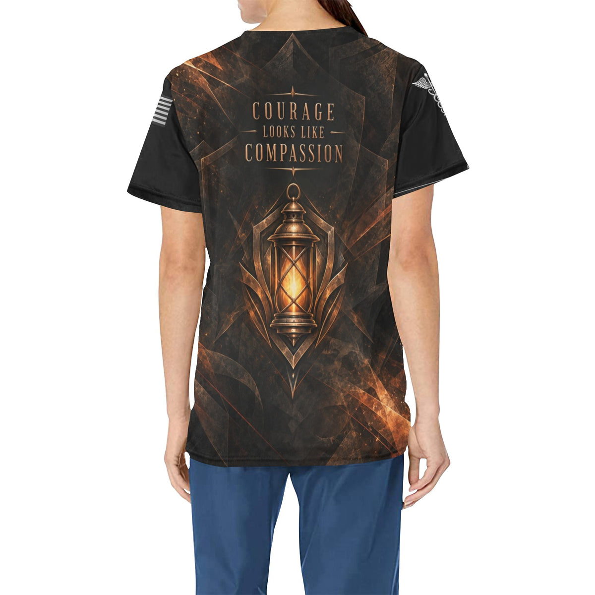 Copper Armour — Nursing All-Over Print Scrub Top