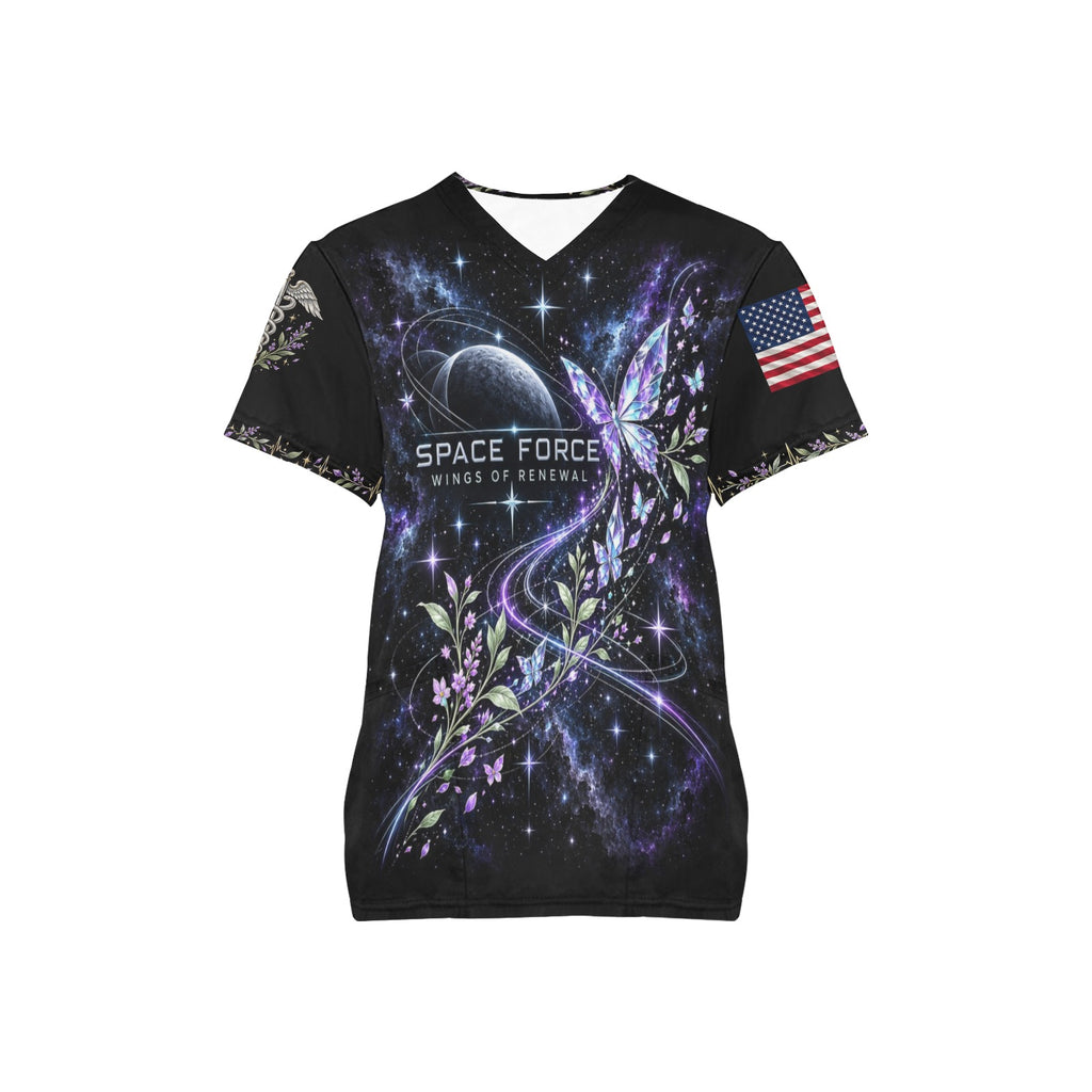 Wings of Renewal — Space Force Easter All-Over Print Scrub Top