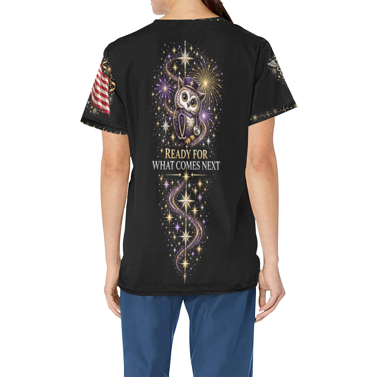 New Year Crew — Medical New Year's All-Over Print Scrub Top