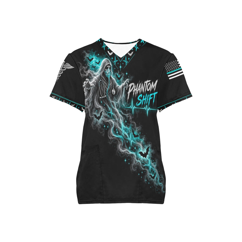 Phantom Shift — Respiratory Halloween All-Over Print Scrub Top