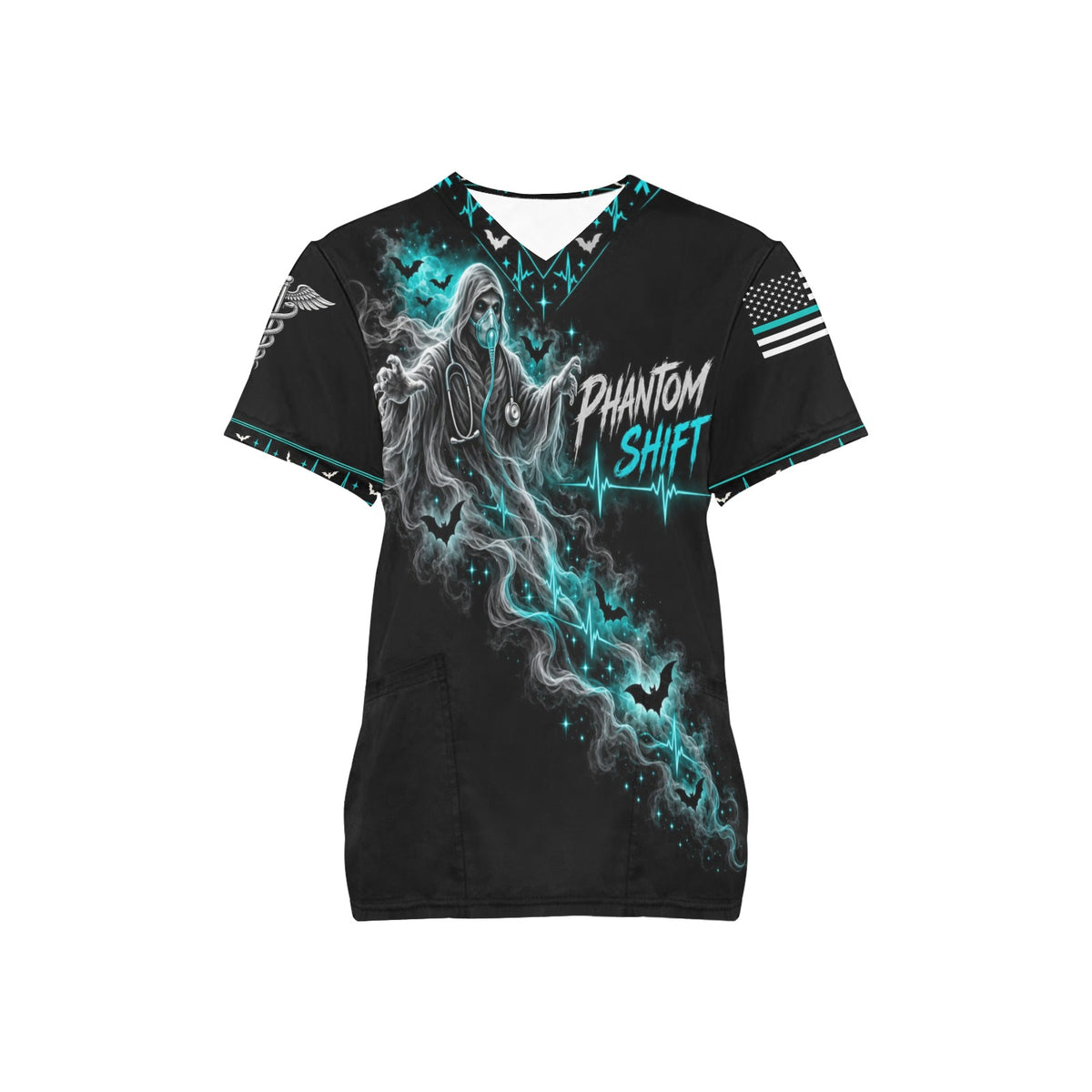 Phantom Shift — Respiratory Halloween All-Over Print Scrub Top