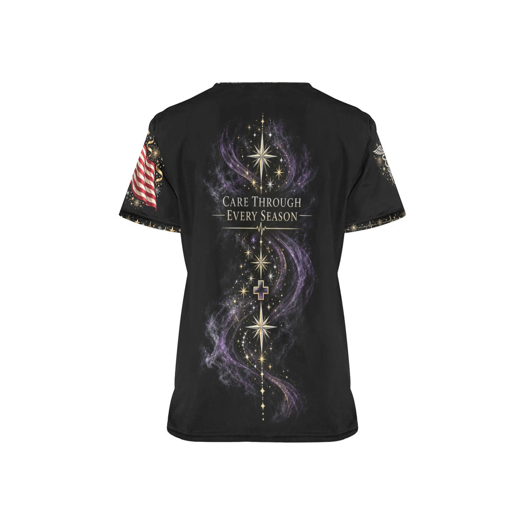 Midnight Resolve — Medical New Year's All-Over Print Scrub Top
