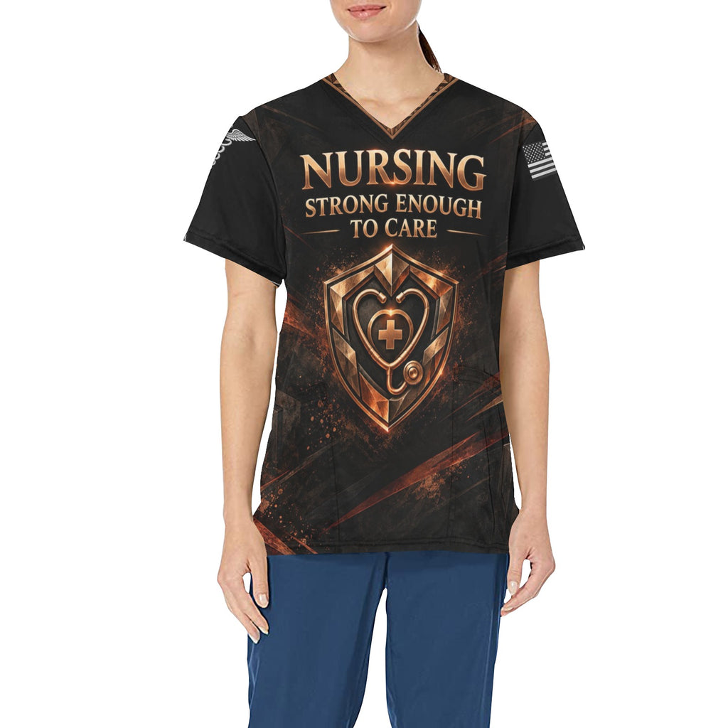 Copper Armour — Nursing All-Over Print Scrub Top