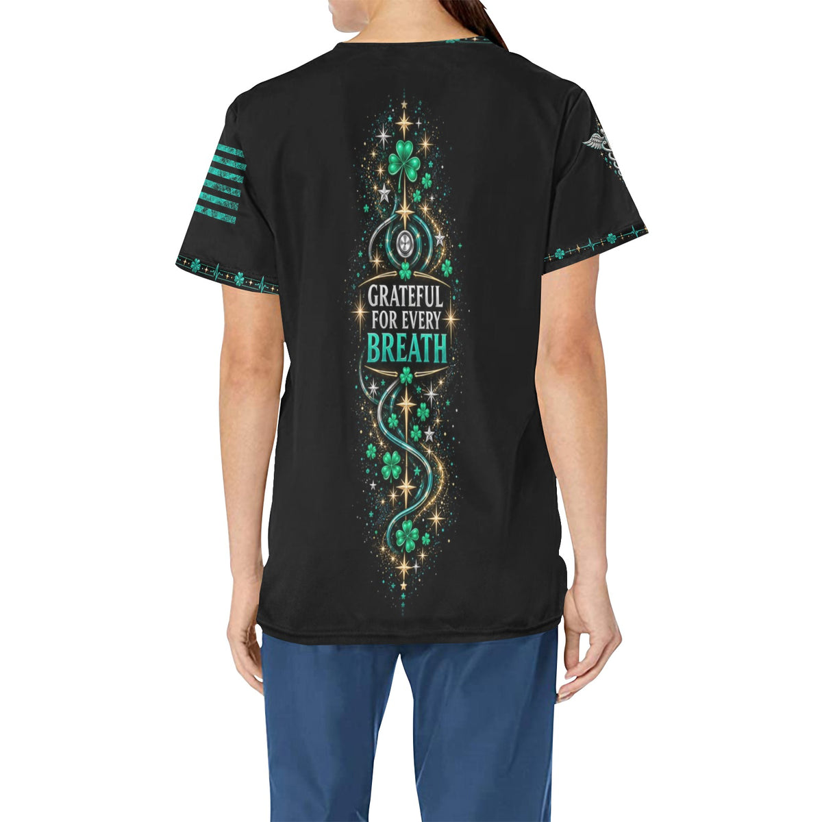 Shamrock Watch — Respiratory St. Patrick's Day All-Over Print Scrub Top