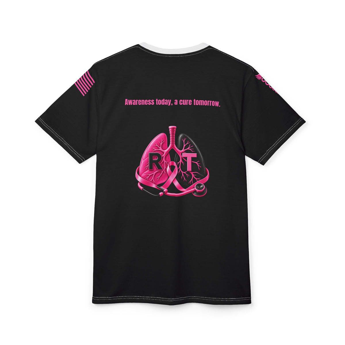 Respiratory Therapy Pink Ribbon Awareness Chest Logo T-Shirt