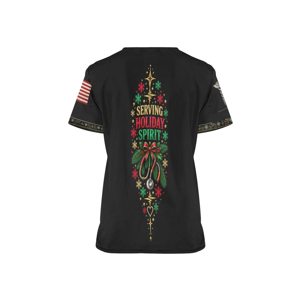 Merry Medic Crew — Army Christmas All-Over Print Scrub Top