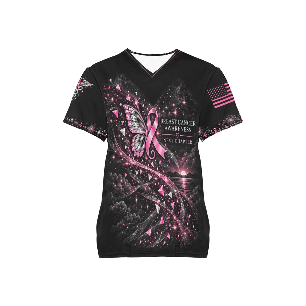 Next Chapter — Breast Cancer Awareness New Year's All-Over Print Scrub Top