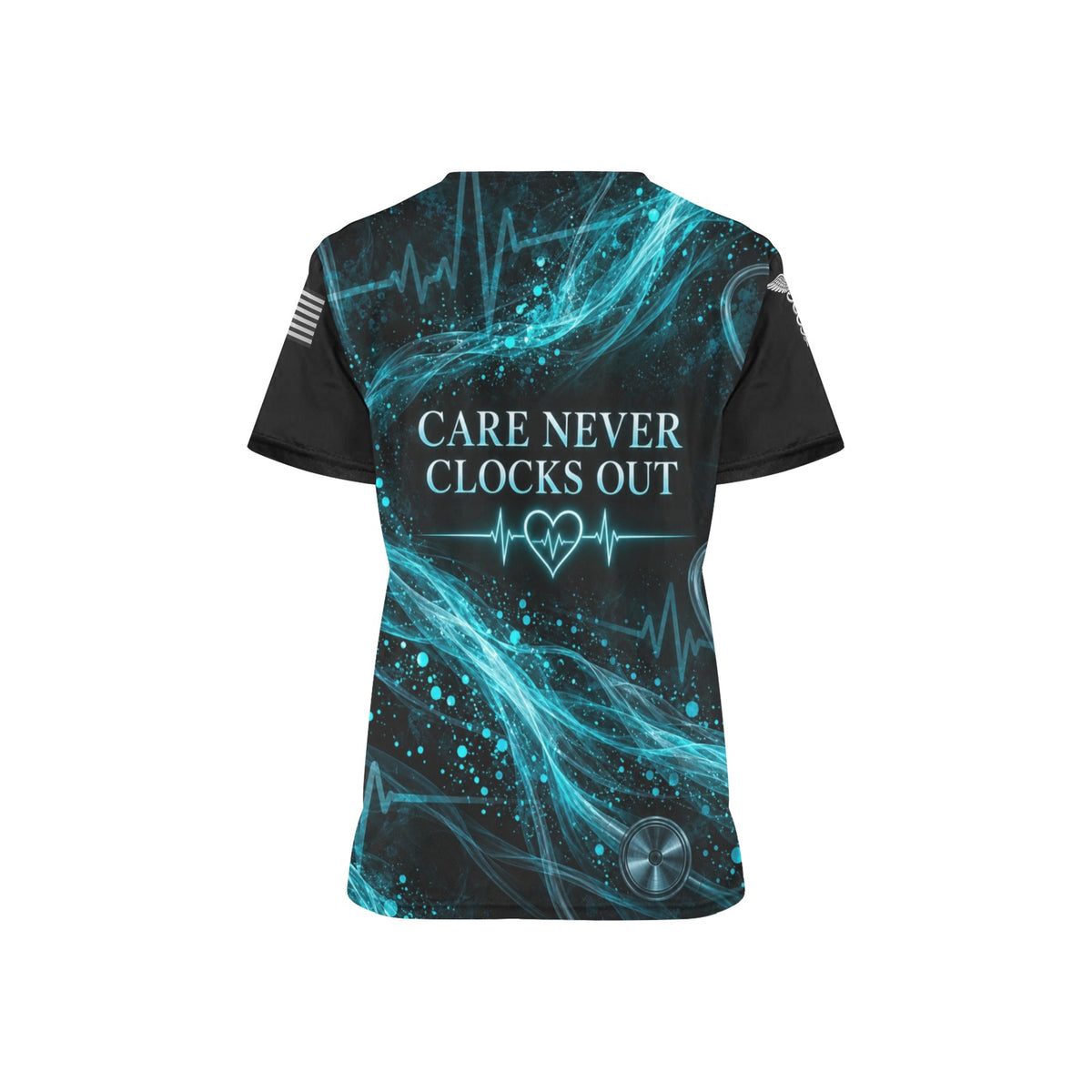 Midnight Pulse — Nursing All-Over Print Scrub Top