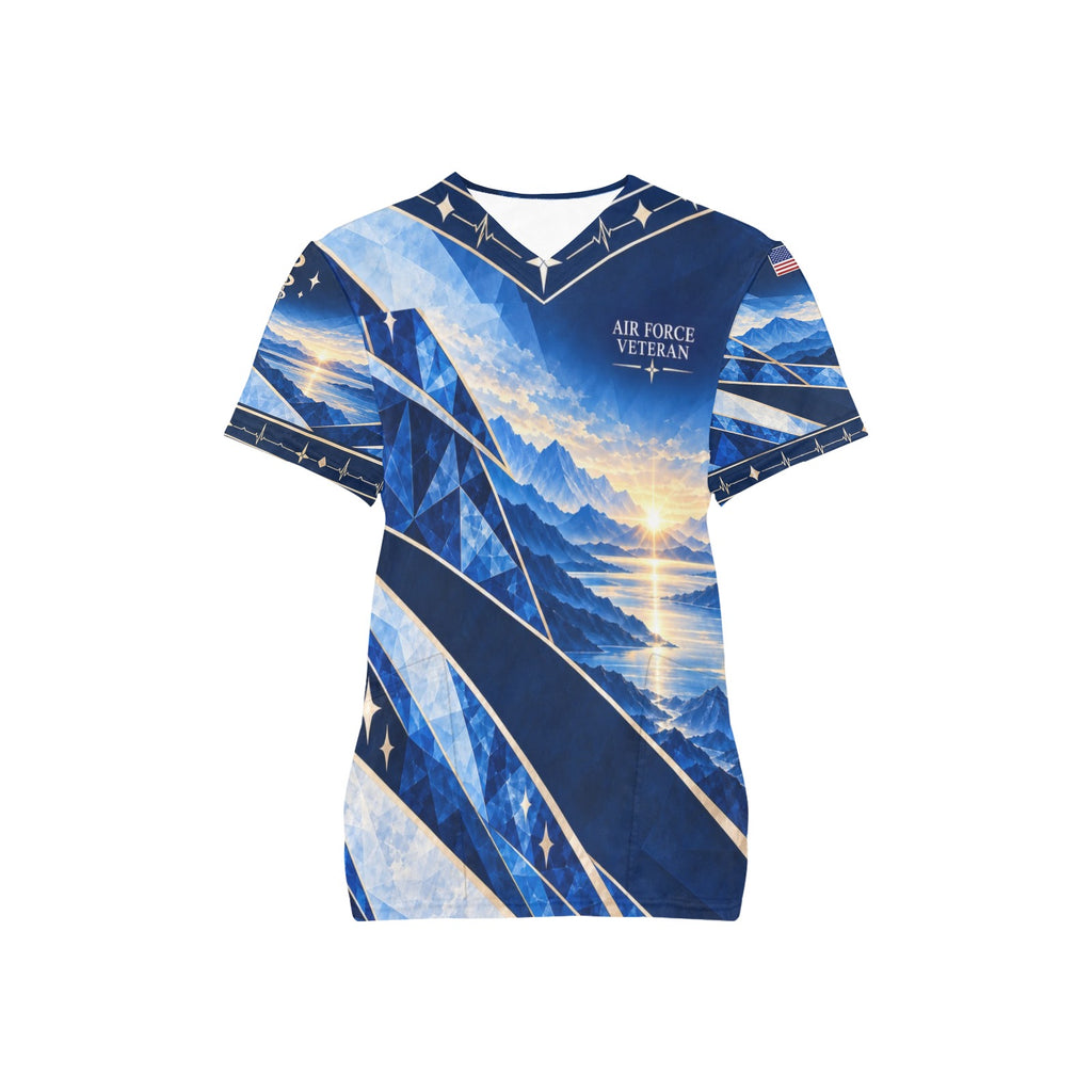 Blue Horizon — Air Force Veteran All-Over Print Scrub Top