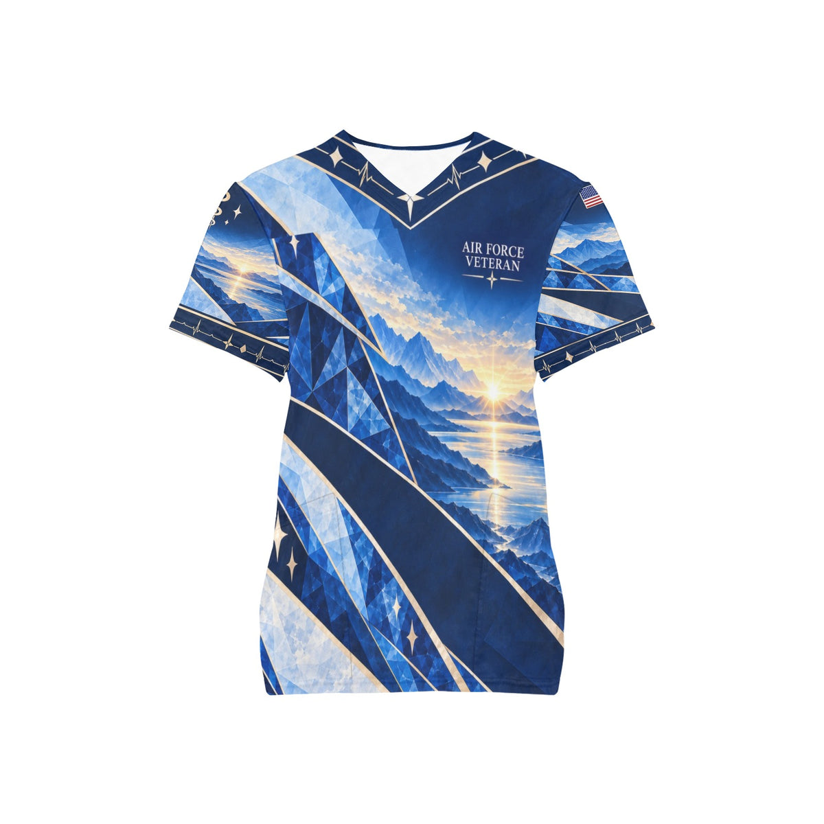 Blue Horizon — Air Force Veteran All-Over Print Scrub Top