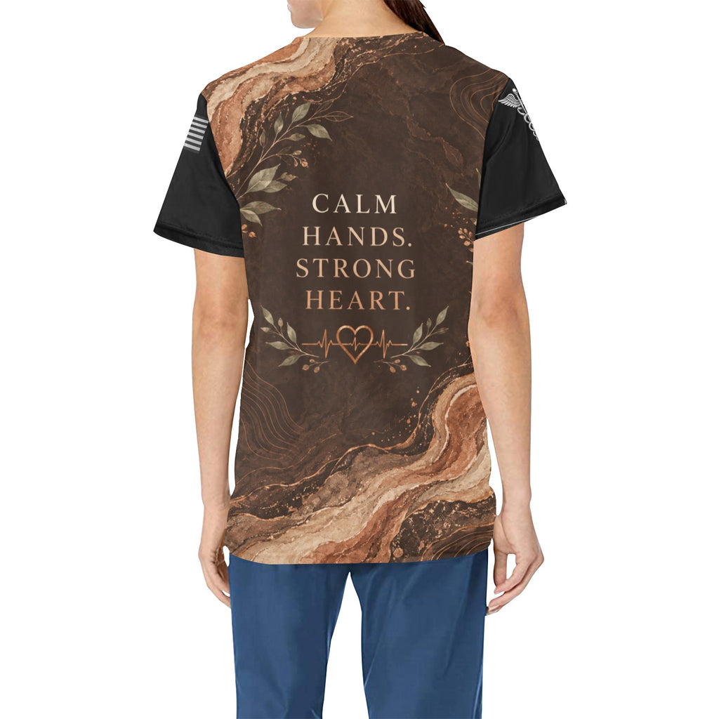 Desert Calm — Nursing All-Over Print Scrub Top