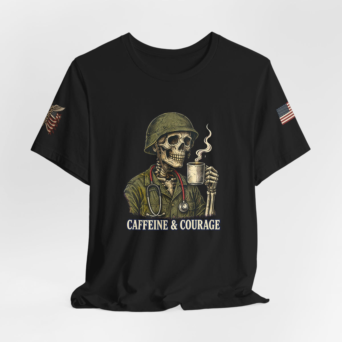 Caffeine & Courage — Military Medical T-Shirt