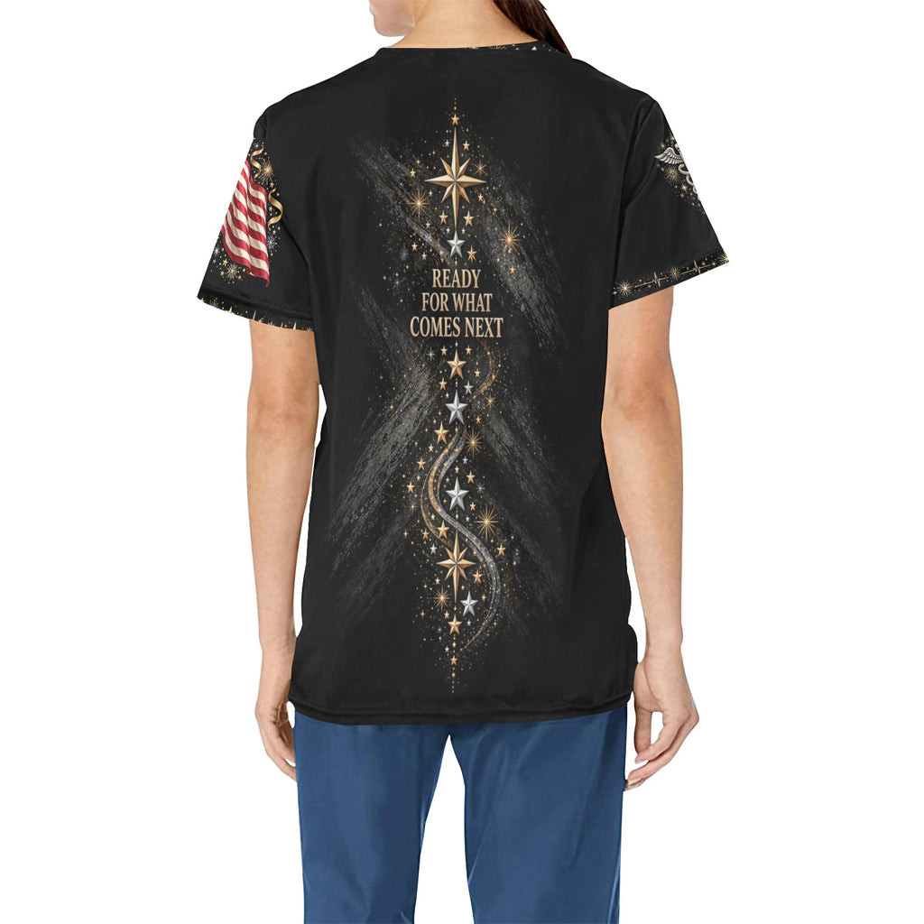 New Year Crew — Veterans New Year's All-Over Print Scrub Top
