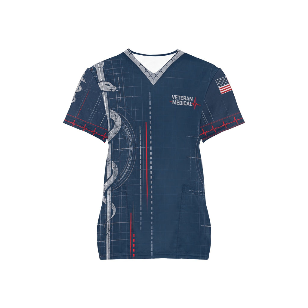 Always on Watch — Veteran Medical All-Over Print Scrub Top
