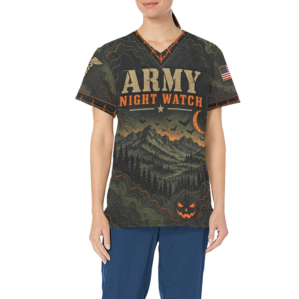 Night Watch — Army Halloween All-Over Print Scrub Top
