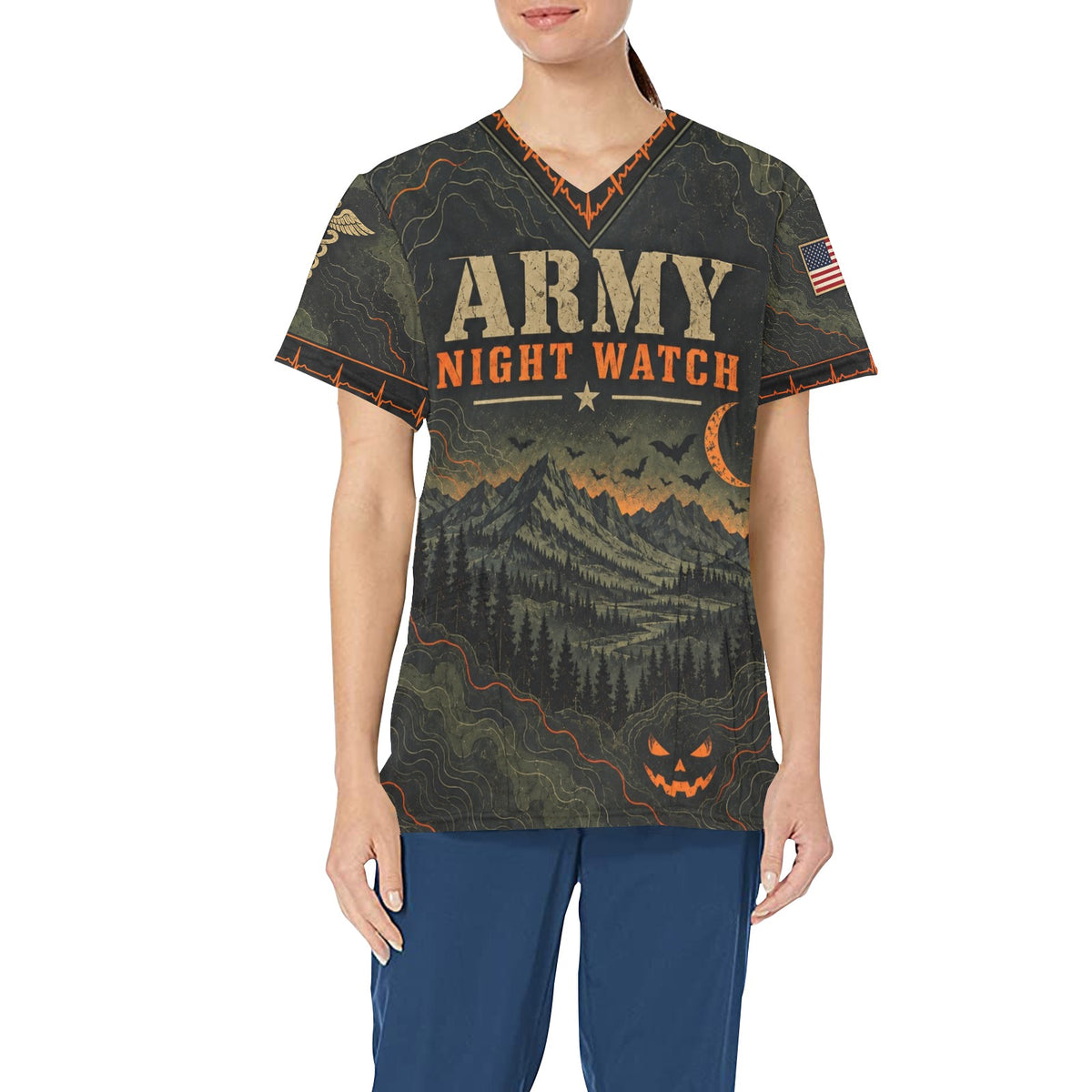 Night Watch — Army Halloween All-Over Print Scrub Top