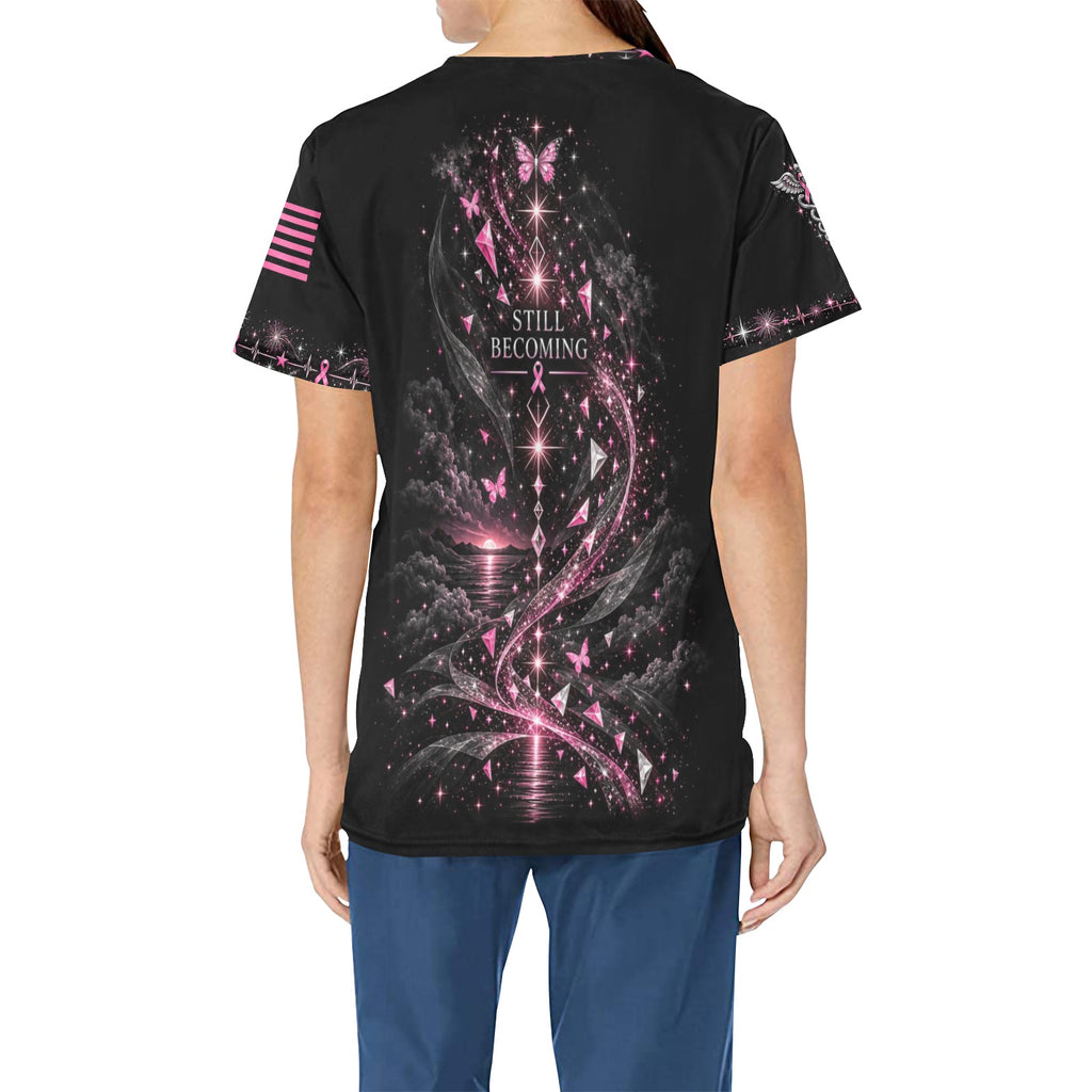 Next Chapter — Breast Cancer Awareness New Year's All-Over Print Scrub Top