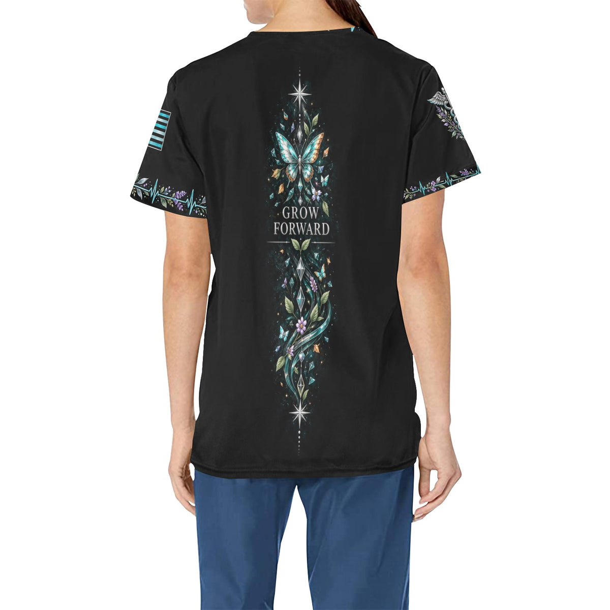 Wings of Renewal — Respiratory Easter All-Over Print Scrub Top