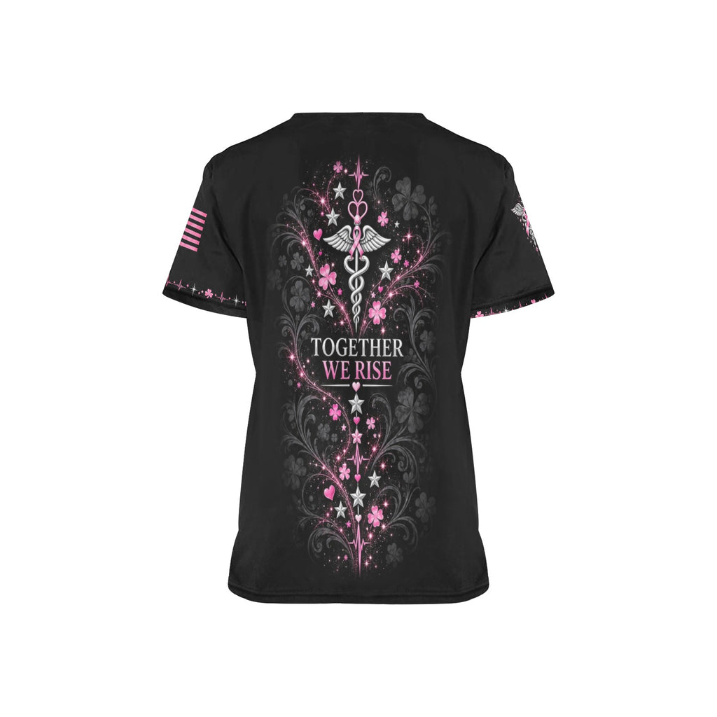 Lucky Duty Crew — Breast Cancer Awareness St. Patrick's Day All-Over Print Scrub Top