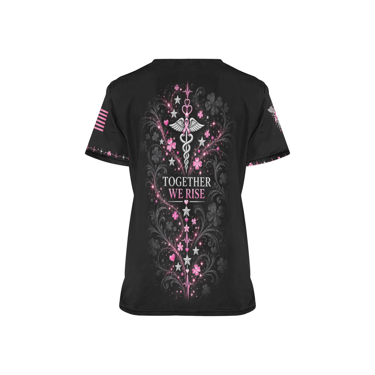 Lucky Duty Crew — Breast Cancer Awareness St. Patrick's Day All-Over Print Scrub Top