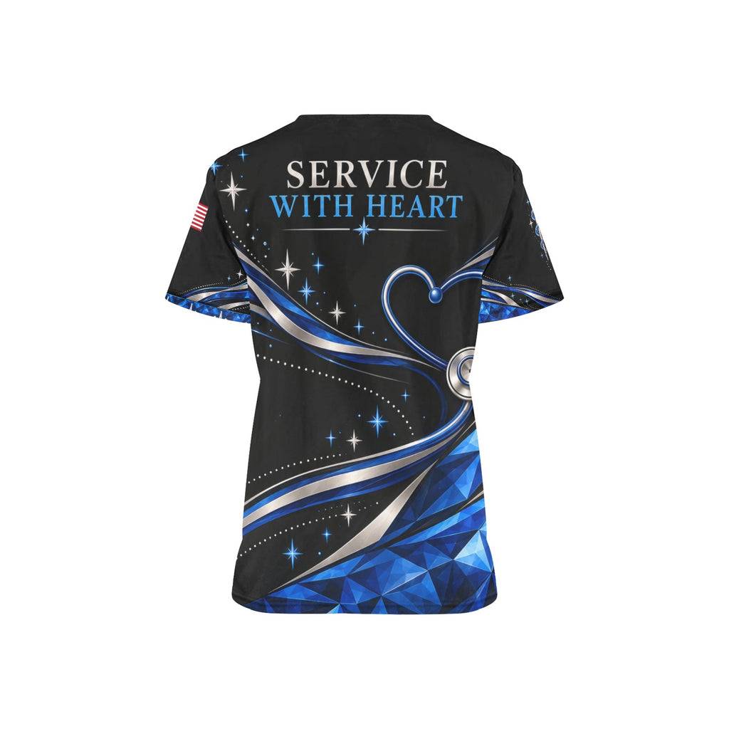 Sapphire Care — Veteran Medical All-Over Print Scrub Top