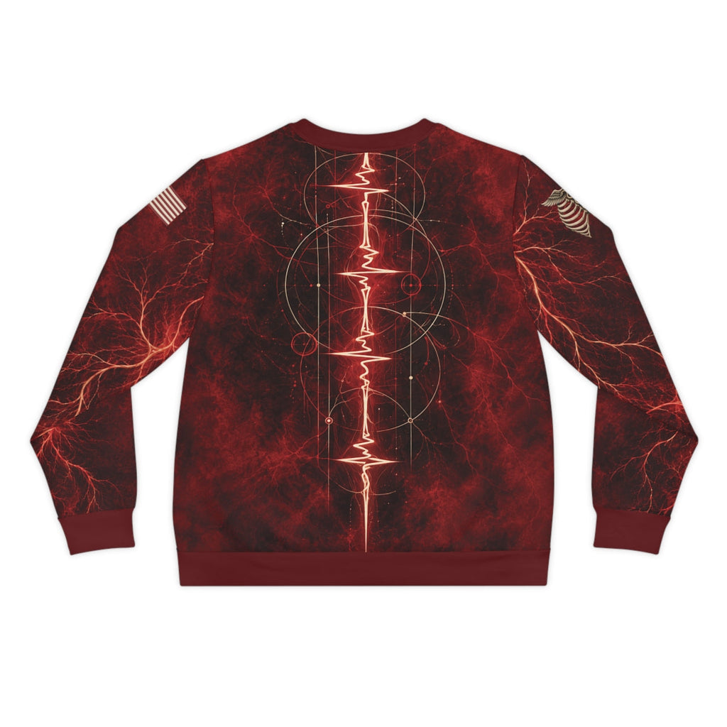 Actual saved Printify GM06 distinct vertical ECG back and vascular sleeve continuity