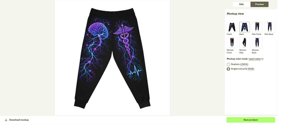 Neuro Signal Medical Joggers — back supplier mockup