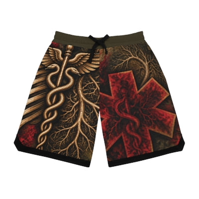 Actual Printify unpublished M04 shorts front review mockup; ribbed hem alternative