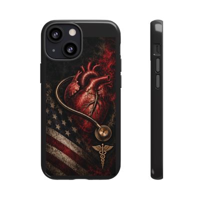 Actual Printify Crimson Signal glossy case: iPhone 13 Mini; model-specific camera and full medical emblem clearance reviewed
