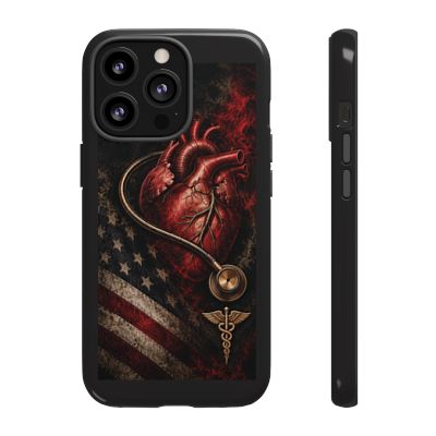 Actual Printify Crimson Signal glossy case: iPhone 13 Pro; model-specific camera and full medical emblem clearance reviewed