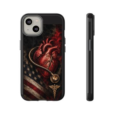 Actual Printify Crimson Signal glossy case: iPhone 14; model-specific camera and full medical emblem clearance reviewed