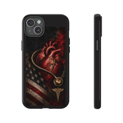 Actual Printify Crimson Signal glossy case: iPhone 15 Plus; model-specific camera and full medical emblem clearance reviewed