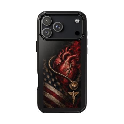 Actual Printify Crimson Signal glossy case: iPhone 17 Pro Max; model-specific camera and full medical emblem clearance reviewed