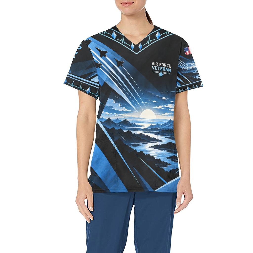 Skyward Resolve — Air Force Veteran All-Over Print Scrub Top