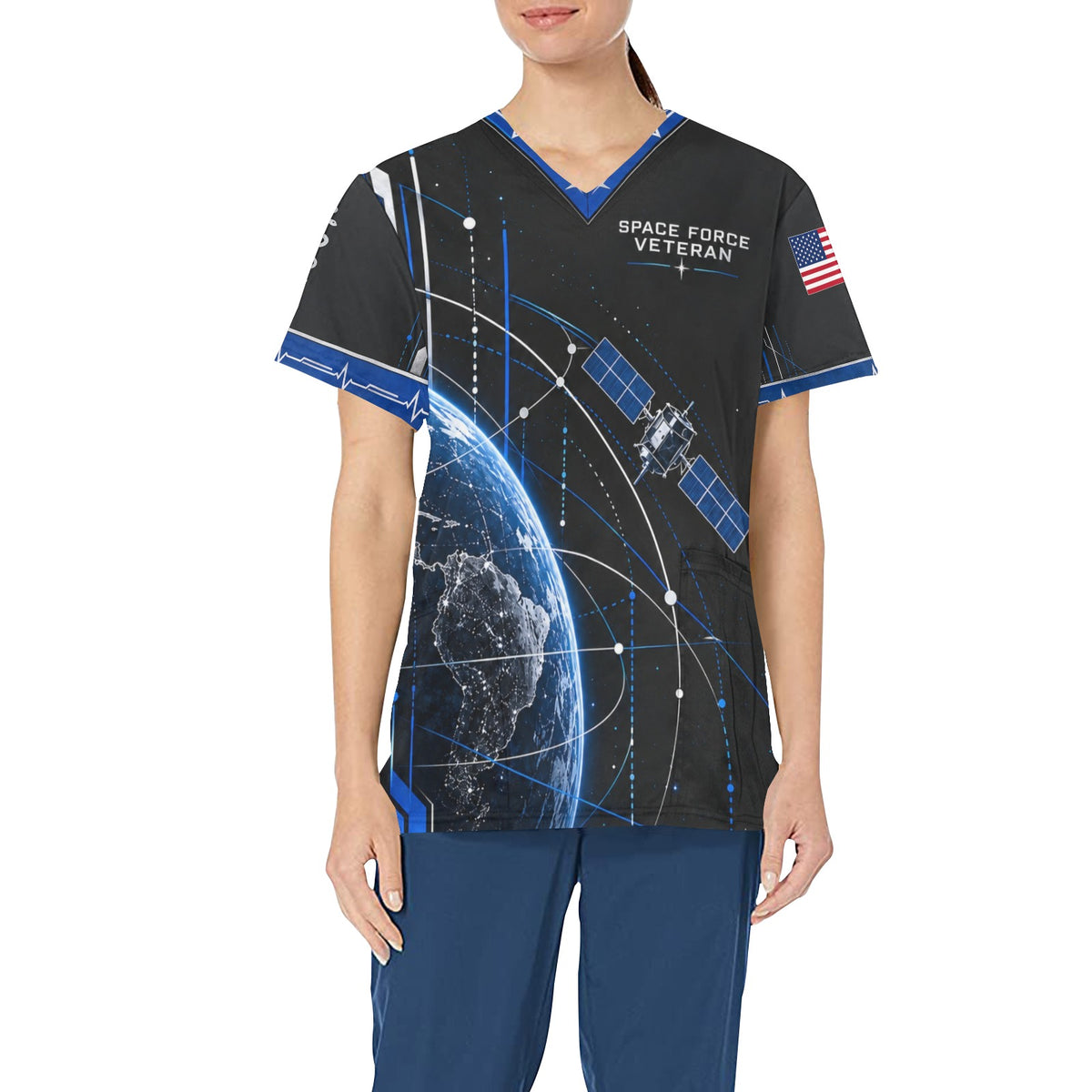 Mission Vector — Space Force Veteran All-Over Print Scrub Top