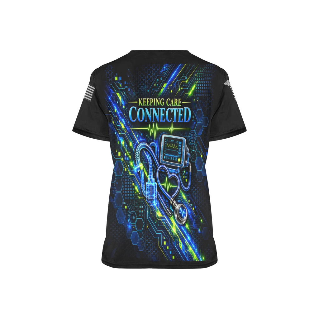 Electric Rounds Respiratory — All-Over Print Scrub Top