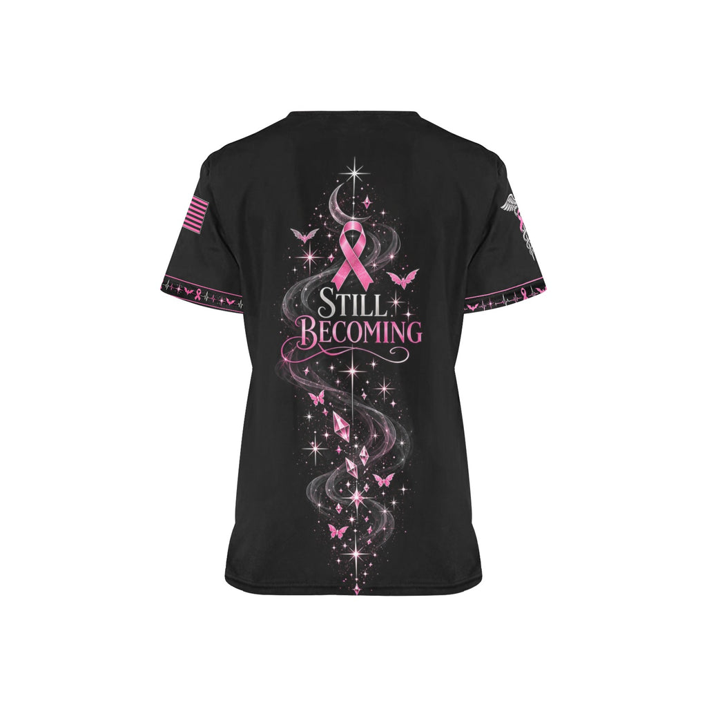 Wings of Hope — Breast Cancer Halloween All-Over Print Scrub Top
