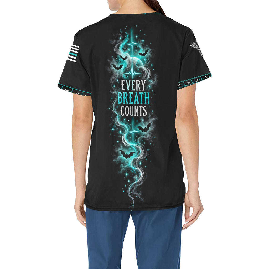 Phantom Shift — Respiratory Halloween All-Over Print Scrub Top