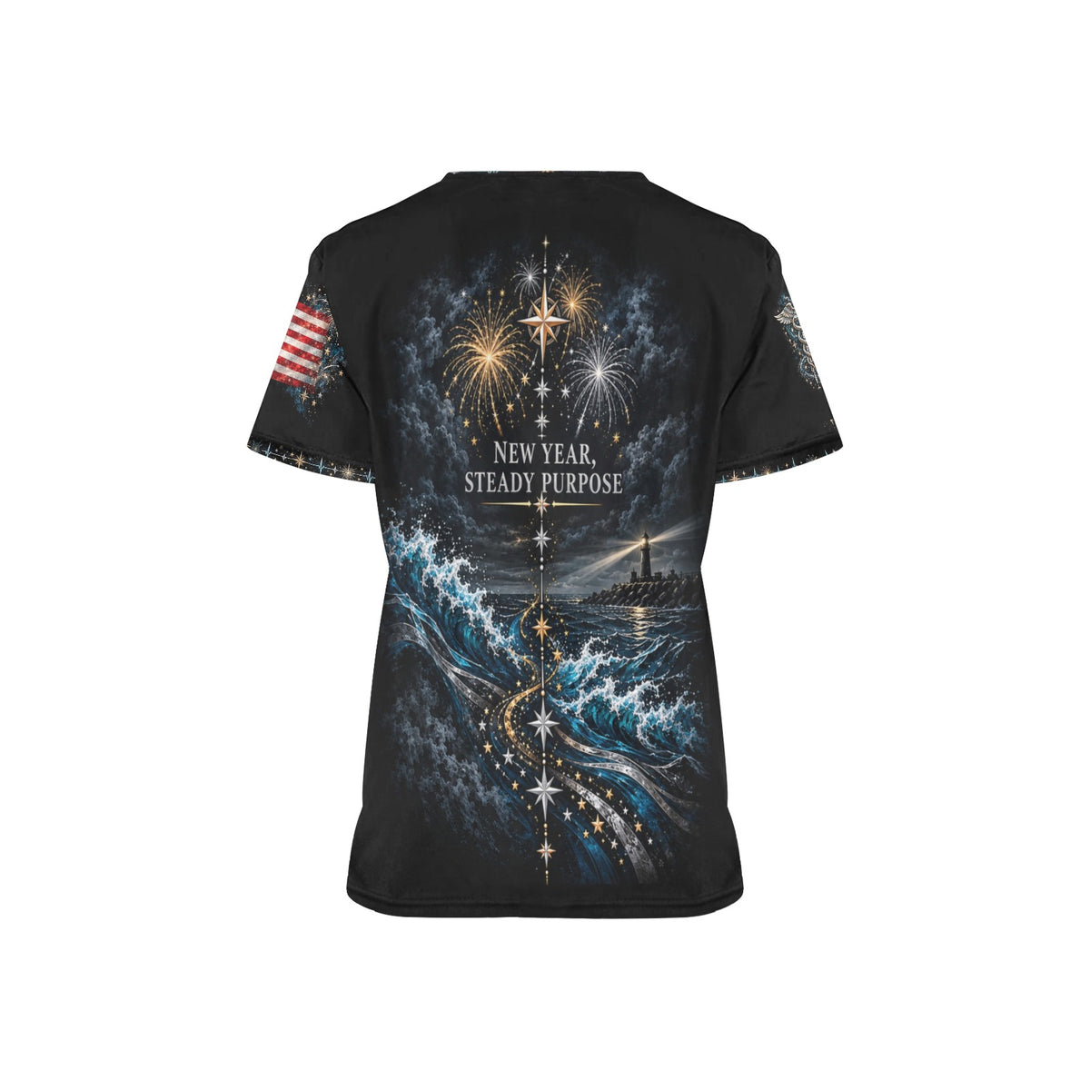 Midnight Resolve — Coast Guard New Year's All-Over Print Scrub Top