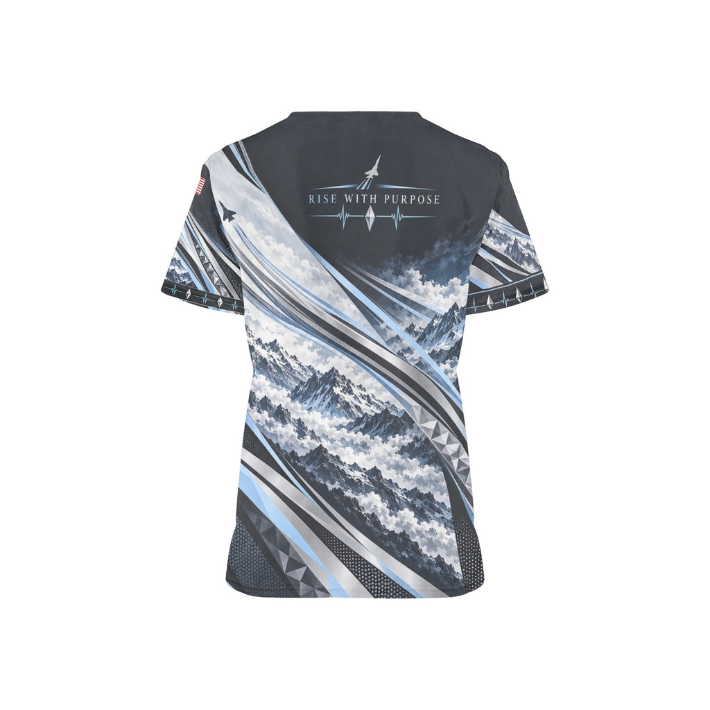 Silver Ascent — Air Force Veteran All-Over Print Scrub Top
