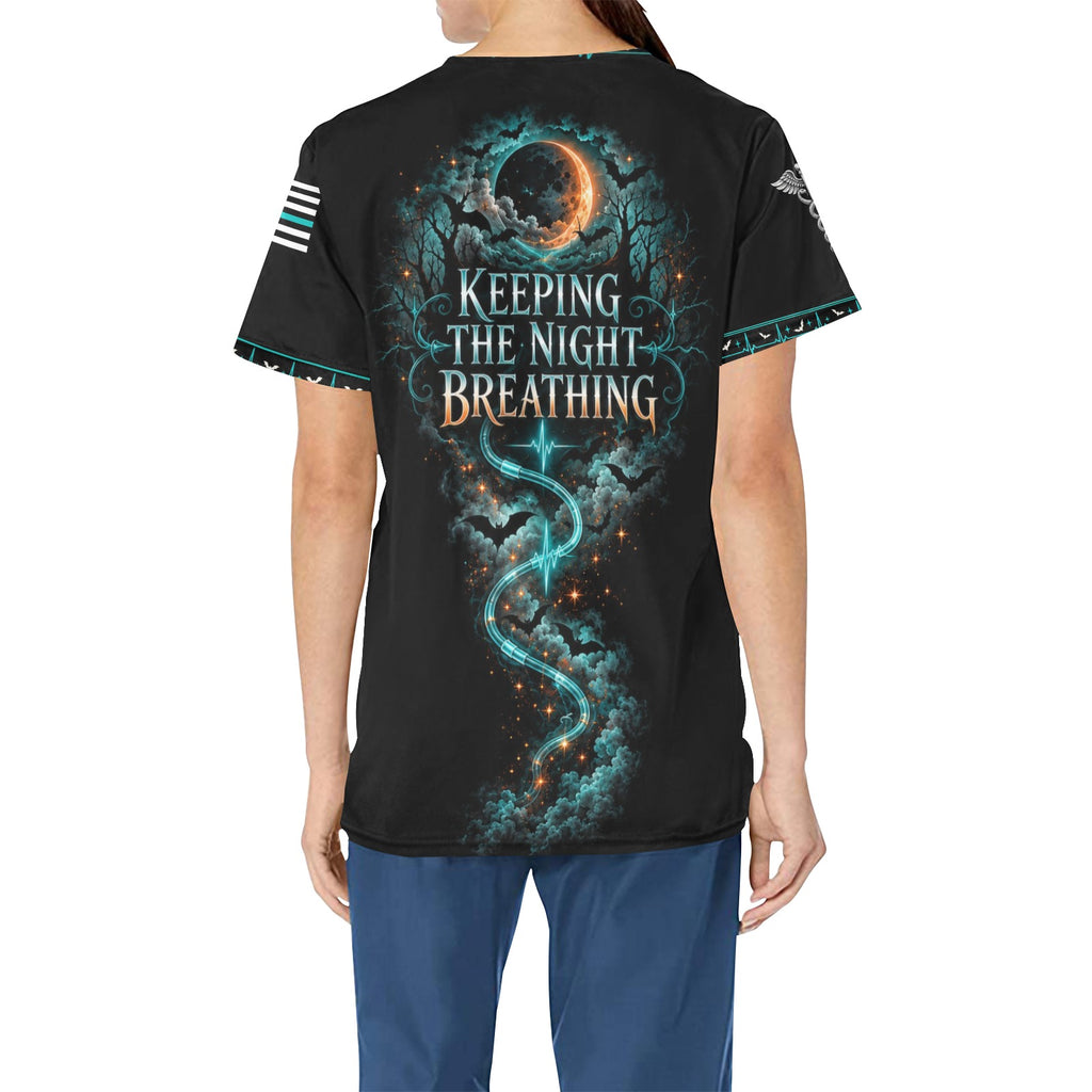 Airway After Dark — Respiratory Halloween All-Over Print Scrub Top
